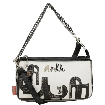 Afbeelding van Anekke Schoudertas Peace &amp; Love Nature Sixties Crossbody Bag Black White Wit