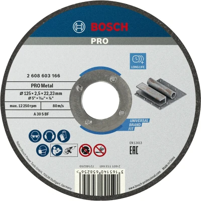 Image de BOSCH 2608603166 disque à tronçonner droit Standard pour métal A 30 S, 125 x 22,23 2,5 mm