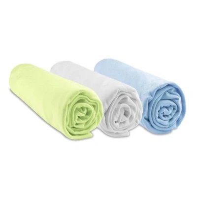 Image de Lot de 3 Draps housse Bambou 40x80 / 40x90 blanc ciel anis