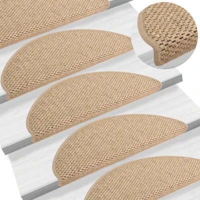 Afbeelding van vidaXL Trapmatten zelfklevend 15 st sisal look 65x21x4 cm zandkleurig