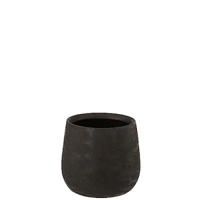 Afbeelding van J Line Bloempot Oneffen keramiek zwart M Ø 19 cm