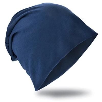 Afbeelding van Miobo Jersey Slouch Beanie Long Unisex effen heren dames maat standaard en XXL, Donkerblauw