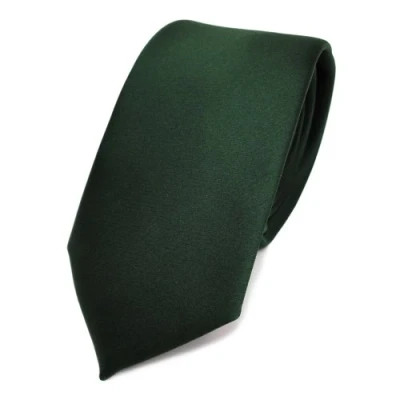 Afbeelding van TigerTie Smalle satijnen stropdas in effen kleur verschillende kleuren, Groen donkergroen dennengroen, One Size
