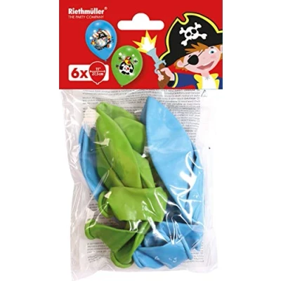 Afbeelding van Amscan Ballonnen Pirate 27,5 Cm Blauw/groen 6 Stuks