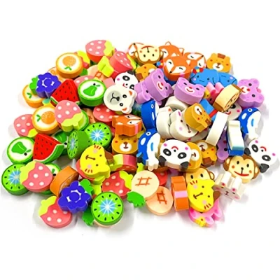 Afbeelding van 100 gummetjes voor kinderen, schattige dierengum, potloodgum, cartoongum, geschikt huiswerkbeloningen, beloningen in de klas, cadeaus kinderen