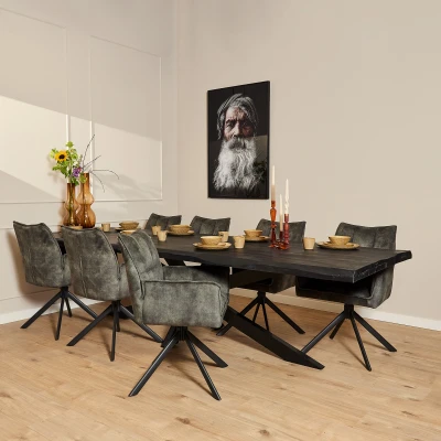 Afbeelding van Boomstamtafel Boston Black 300 cm