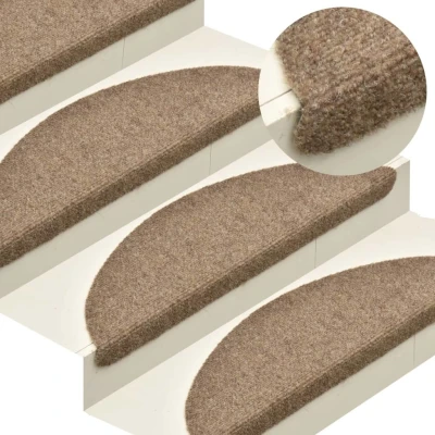 Afbeelding van Trapmatten zelfklevend 5 st 56x17x3 cm naaldvilt crèmekleurig