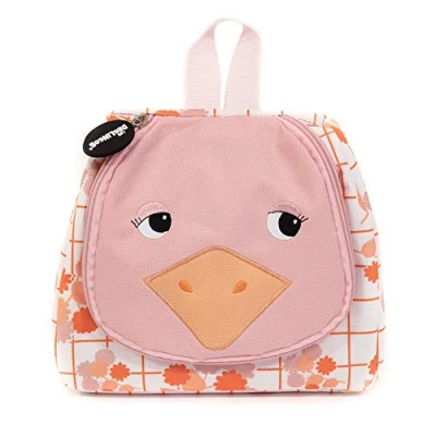 Afbeelding van Les Deglingos Uitklapbare Toilettas Struisvogel Junior 24 Cm Wit/roze