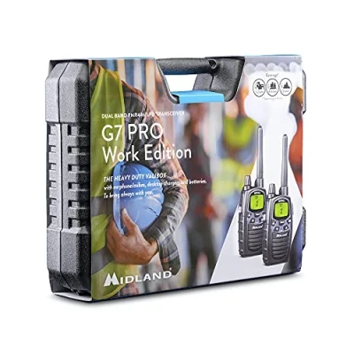 Afbeelding van Midland G7 Pro 2er Kofferset, PMR446 Doppelstandlader, MA24 L Headsets C1090.18 PMR portofoon Set van 2 stuks