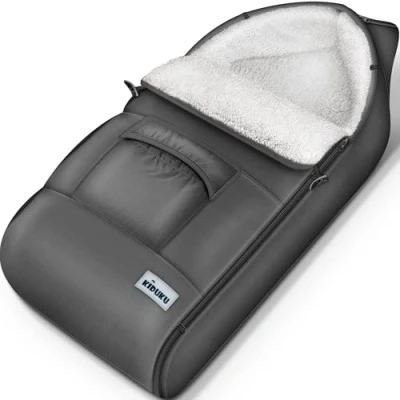 Afbeelding van voetenzak grijs 95 x 50 cm voor kinderwagen babyvoetenzak wintervoetenzak met ristsluiting wasbaar tot 30 C