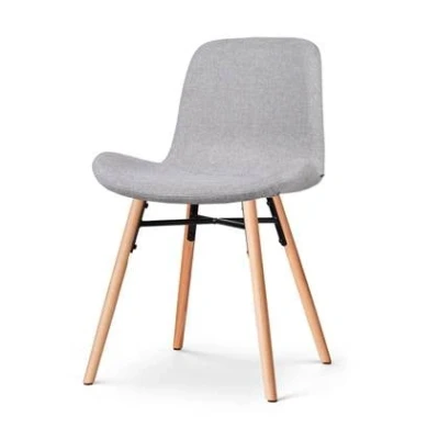 Afbeelding van Nolon Nena Fé Eetkamerstoel Lichtgrijs Stof Houten Poten