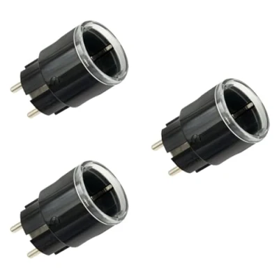 Afbeelding van Shelly Plug S MTR Gen3 set van 3 matte gecertificeerde slimme stopcontacten met stroombewaking en veelkleurige led display, afstandsbediening iOS Android, Google Home + Alexa accessoires, timer