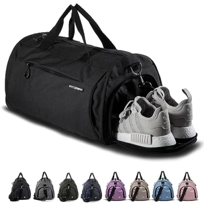 Afbeelding van Fitgriff® sporttas en reistas voor dames heren met schoenenvak vak nat gebruik, sport, fitness reizen, gymtas, Zwart