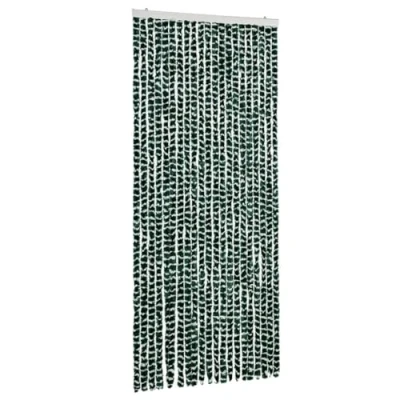 Afbeelding van Vliegengordijn 90x220 cm chenille groen en wit