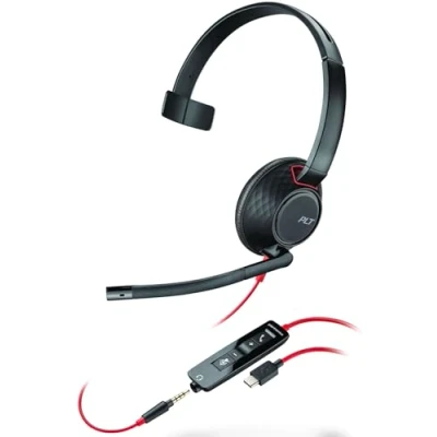 Afbeelding van POLY Blackwire 5210 Monaural USB C Headset +3.5mm Plug +USB C/A Adapter (Bulk) Bedraad Hoofdband Kantoor/callcenter Type Zwart
