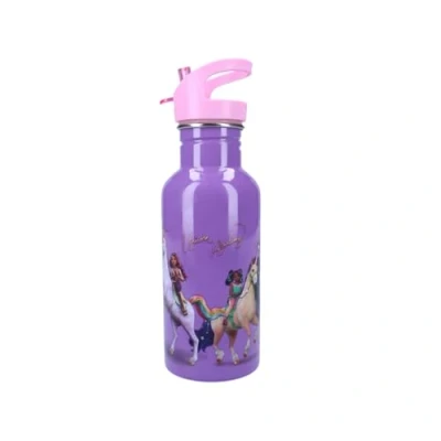 Afbeelding van My sweety pop Drinkfles voor kinderen roestvrij staal kleuterschool school vakantie maaltijd 22 cm 500 ml hydratatie cadeau idee fles (Unicorn Academy paars)