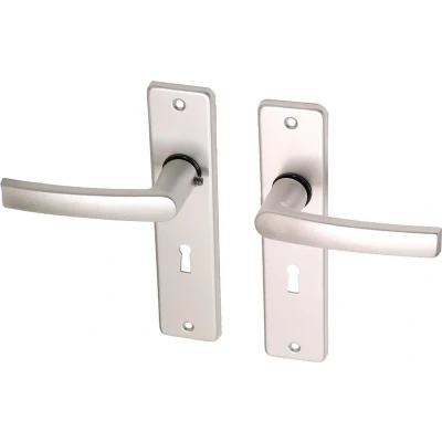 Afbeelding van Wovar Deurkruk met schild aluminium blokmodel SL56 Per Set