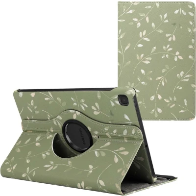 Afbeelding van iMoshion Tablet Hoes Geschikt voor Samsung Galaxy Tab S6 Lite / (2022) (2024) 360 Draaibare Design Bookcase 2.0 Groen /Green Flowers