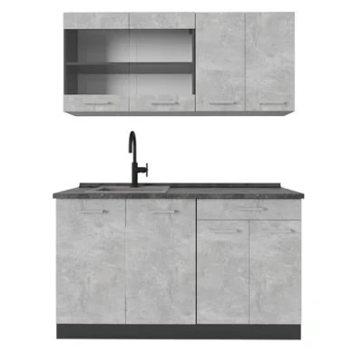 Afbeelding van Vicco Eenpersoonskeuken R Line, Beton/antraciet, 140 cm zonder werkblad