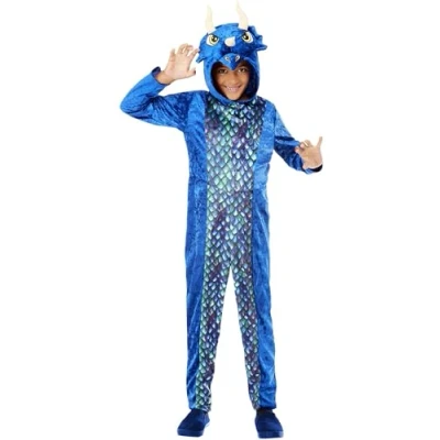 Afbeelding van Smiffys Kinder Kostuum Kids tm 6 jaar Dinosaur Onesie Blauw