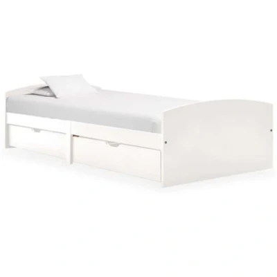 Afbeelding van Bedframe met 2 lades massief grenenhout wit 90x200 cm