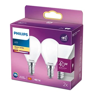 Image de Philips LED Kogellamp Mat 40 W E14 warmwit licht 2 stuks