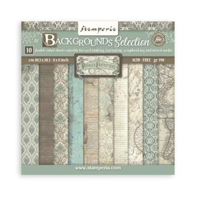 Afbeelding van Stamperia International KFT 10 stuks mini plakboekblokken 20,3 x cm (20,3 cm) Fantastisch Reizen, meerkleurig,
