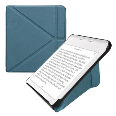 Afbeelding van kwmobile E reader hoesje geschikt voor Kobo Libra Colour hoes Ereader flip case met standaard cover van kunstleer In petrol