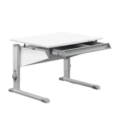 Afbeelding van moll Sprinter Compact kinderbureau met lade, in hoogte verstelbaar, voor jongens en meisjes, wit lichaam, 90 x 70,5 cm