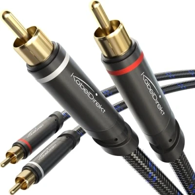 Image de KabelDirekt câble RCA 1m audio stéréo 2 x Cinch particulièrement résistant et d&#039;une qualité sonore brillante (tressé, coaxial, Home Cinéma, analogique numérique)