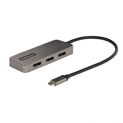 Afbeelding van StarTech.com USB C naar DisplayPort 1.4 MST Hub, 4K 60Hz, 30cm kabel, Type 1.4, Multiflux Splitter, Triple Monitor Adapter (MST14CD123DP)