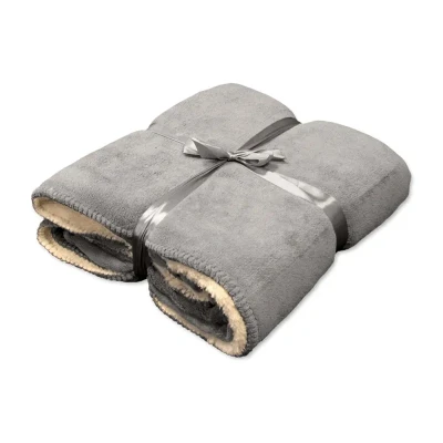 Afbeelding van Unique Living Coby Fleece polyester Plaid 130x160 cm Nickel grey