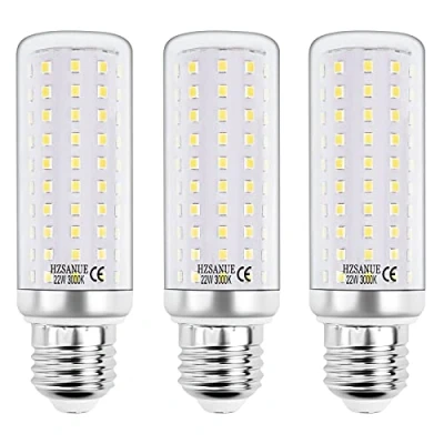 Afbeelding van HZSANUE Led maïslampen, 22 W, E27 Edison schroeflampen, 3000 K, warm wit, 2500 lm, 180 W komt overeen met gloeilampen, 3 stuks