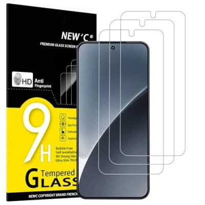 Afbeelding van NEW&#039;C Lot de 3 films protection d&#039;écran en verre blindé pour Xiaomi 15, sans rayures, dureté 9H, film HD, 0,33 mm, ultra transparent, résistant
