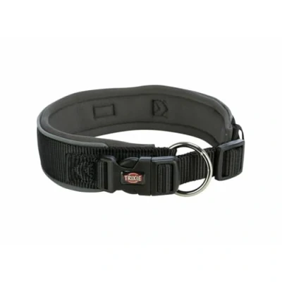 Afbeelding van Trixie premium halsband voor hond extra breed zwart / grafiet grijs 27 35x2,5 cm