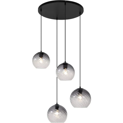 Afbeelding van QAZQA bao Art Deco Hanglamp voor boven de eettafel in eetkamer 4 lichts Ø 64 cm Zwart Woonkamer Slaapkamer Keuken