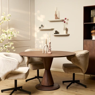 Afbeelding van Mangoe Eettafel Lima Walnut 130 cm Rond