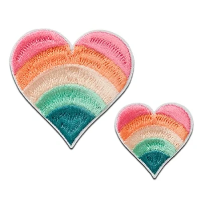 Afbeelding van Mono Quick 2 stuks regenboog harten opstrijkbare patches Afmetingen: 5,2 x cm