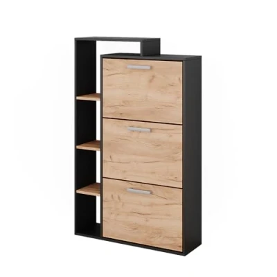 Afbeelding van Vicco Orlando Schoenenkast, goud/antraciet/eik, 80 x 128,3 cm, met 3 compartimenten