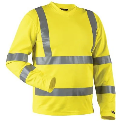 Image de T Shirt manches longues HV col en V jaune, matière respirante