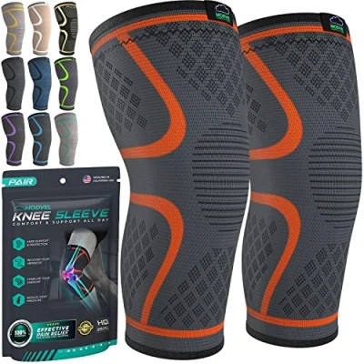 Afbeelding van MODVEL kniebrace voor mannen en vrouwen, ademende elastische kniebrace, kniebraces van medische kwaliteit sport, hardlopen, verlichting gewrichtspijn, kniestabilisatie, 2 stuks