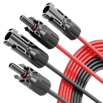 Afbeelding van ABSINA Set van 2 zonnekabels 5 m 4 mm² H1Z2Z2 K zwart rood PV kabel UV bestendig zonnekabel fotovoltaïsche montageaccessoires