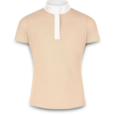 Afbeelding van Kentucky Horsewear Wedstrijdshirt Sammy Meisjes Korte Mouw Beige Maat 120 Ademend &amp; Elastisch