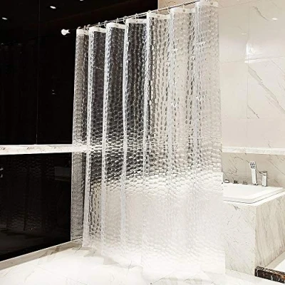 Afbeelding van Douchegordijn, 200 x cm, anti schimmel, EVA douchegordijnen, PVC vrij, milieuvriendelijk, wasbaar, 3D waterdicht en met 12 ringen, badgordijn, semi transparant