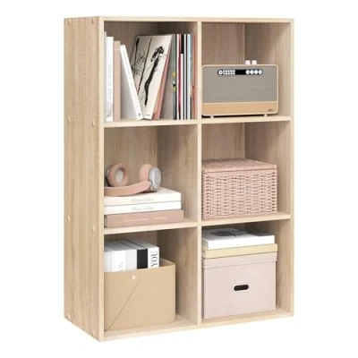 Afbeelding van WOLTU Boekenkast, opbergrek, 59,6 x 29 89 cm, van MDF, voor woonkamer, 6 kubuscompartimenten, SK002hei3