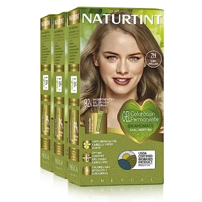 Afbeelding van Naturtint Biobased, ammoniakvrije kleuring, 100% dekking van wit haar, plantaardige ingrediënten, natuurlijke en duurzame kleur, 7N hazelnootblond, 3 stuks