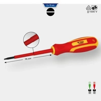 Afbeelding van Brilliant Tools, Schroevendraaiers, VDE schroevendraaiersleuf 3,0 x 75 mm (Gleuf)