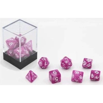 Afbeelding van Dobbelstenen Roze Parelmoer 7 set Brick