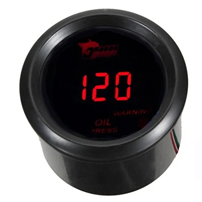 Afbeelding van Mintice 2&quot; 52mm Zwarte Auto Digitale Motor Rood LED Licht Meter Olie Manometer