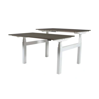 Afbeelding van Lectro Duo Plus werkplekken, zit sta (64 130cm) hoogte verstelbaar dmv 2 elektromotoren per wp met 160x80cm robson eiken 25mm bladen en zwart